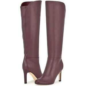 NEW Nine West Women's 5 WIDE CALF Sancha Knee High Boots Red Leather Heels